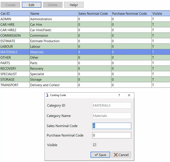 Costing Codes in Data Collection