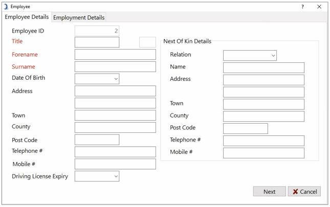 Employee Details for Data Collection